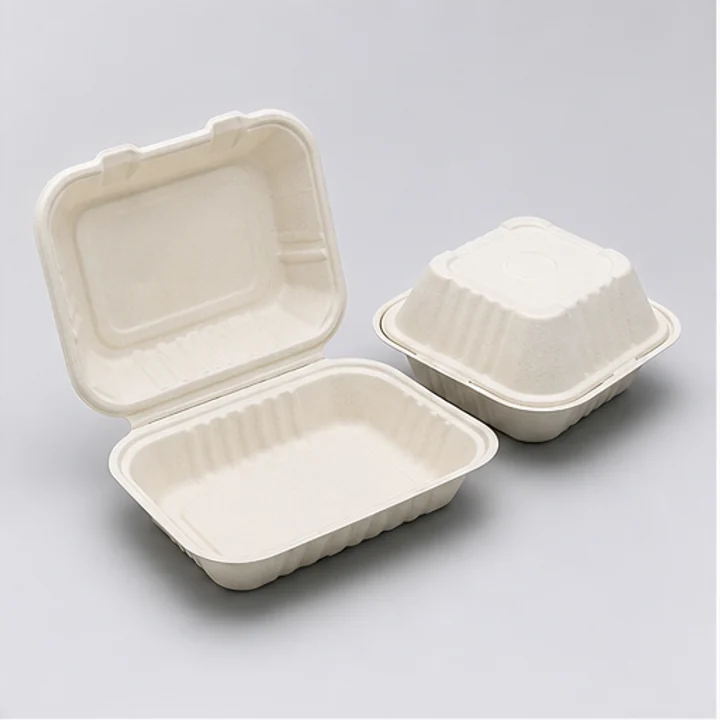 Bagasse Clamshell Containers - Sugarcane Bagasse Tableware
