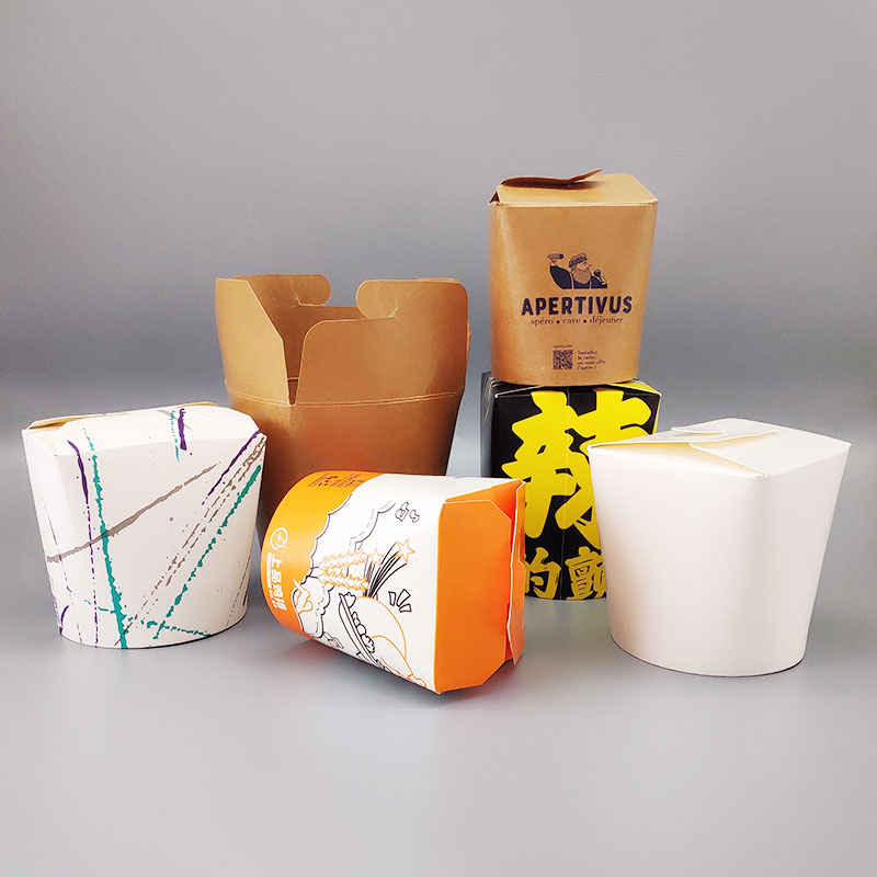 Custom printed paper noodle boxes in kraft and white board