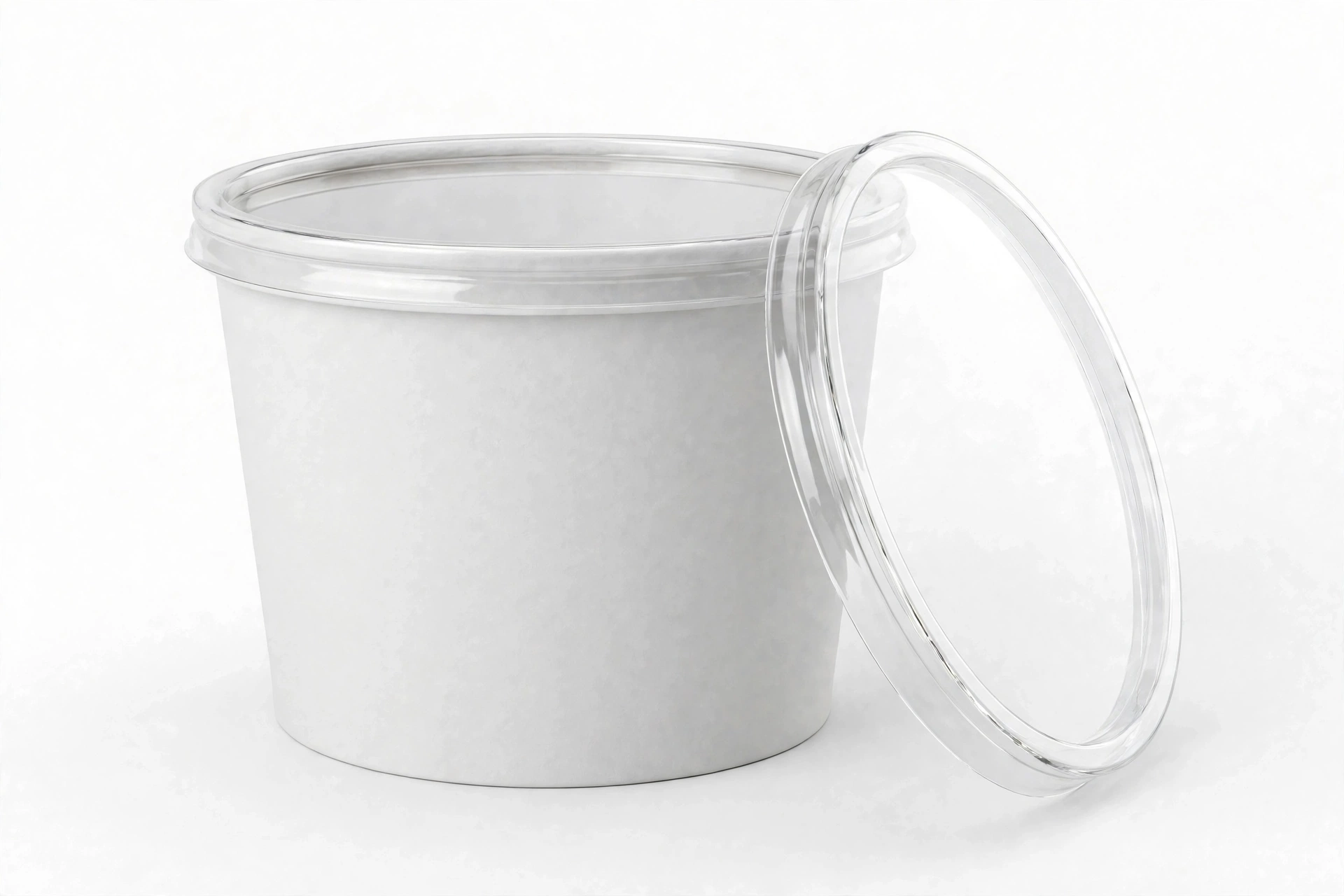 Transparent PET lid for paper food bucket