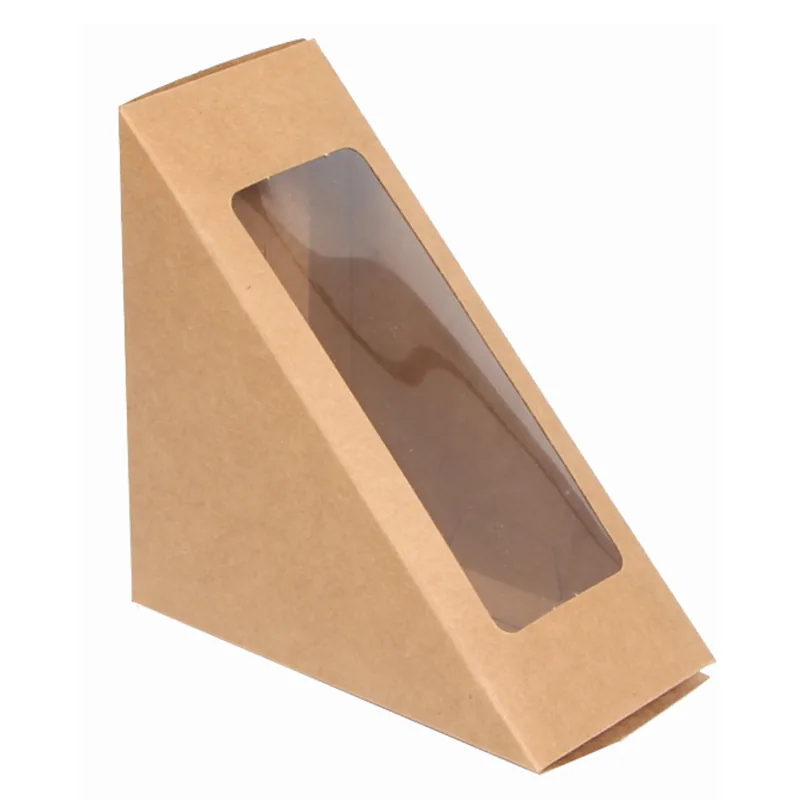 Kraft triangular single slice wedge cake box with clear window