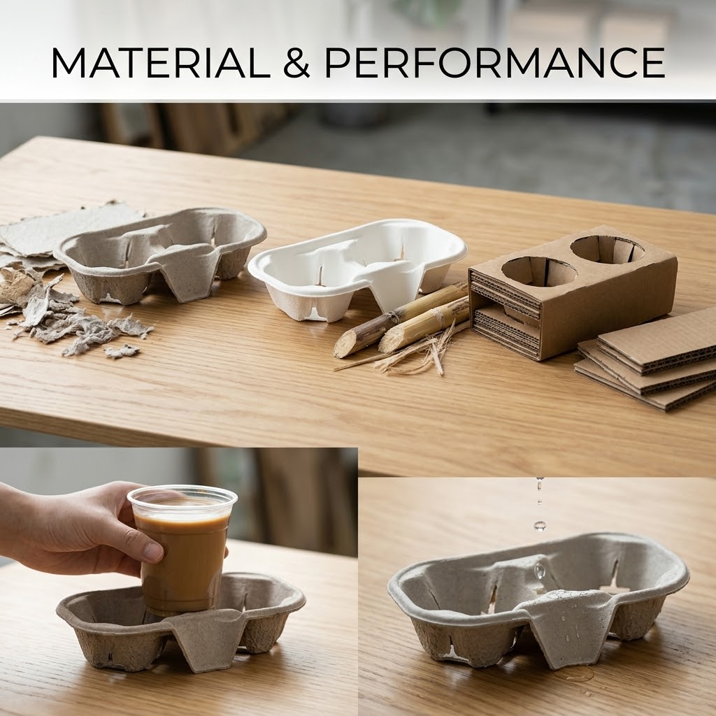 Material customization options for cup carriers