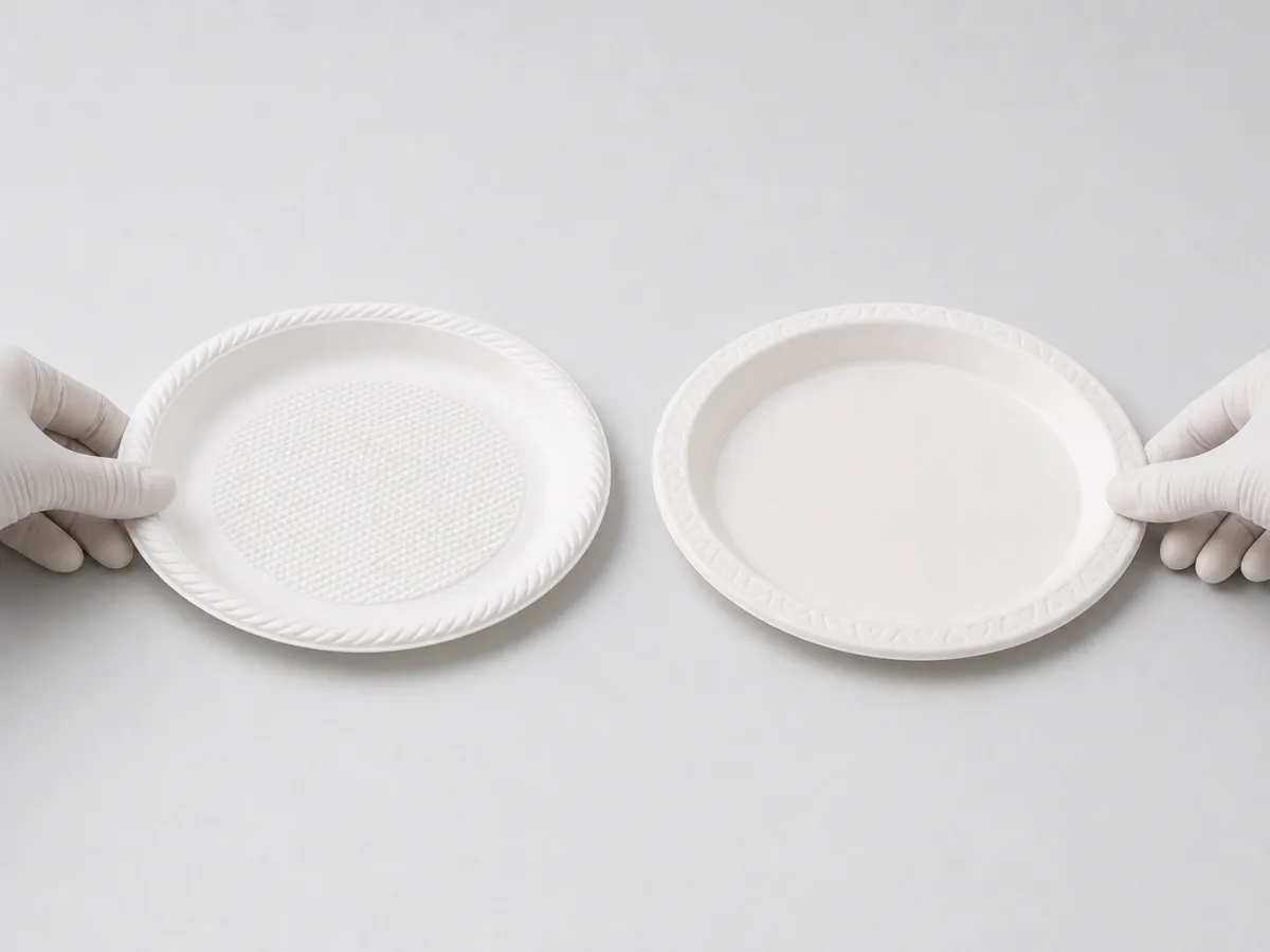 테두리 지지력을 비교하는 표준형 및 고중량형 옥수수전분 접시