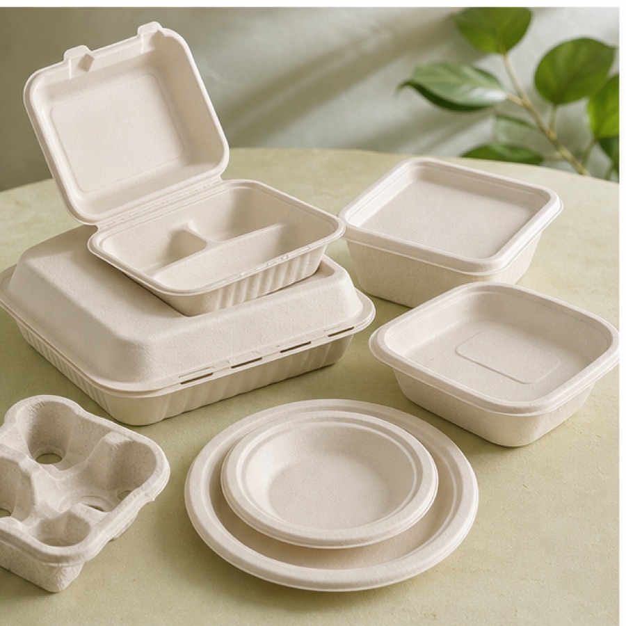 EcoLeaderPack 사탕수수 바가스 클램셸, 용기, 볼, 접시 및 트레이