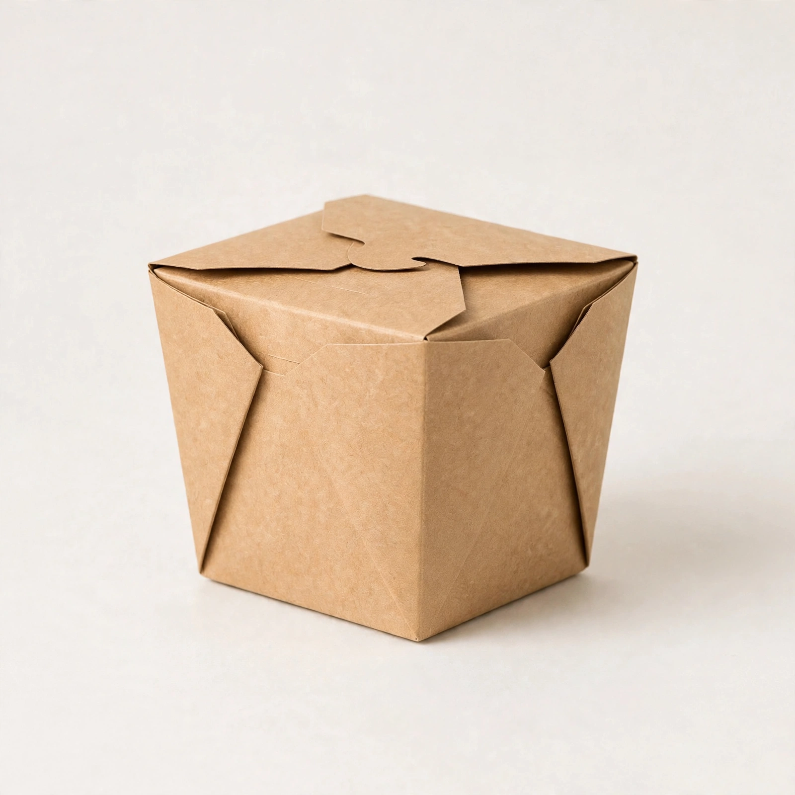 Kraft paper noodle box with folded tuck-top closure