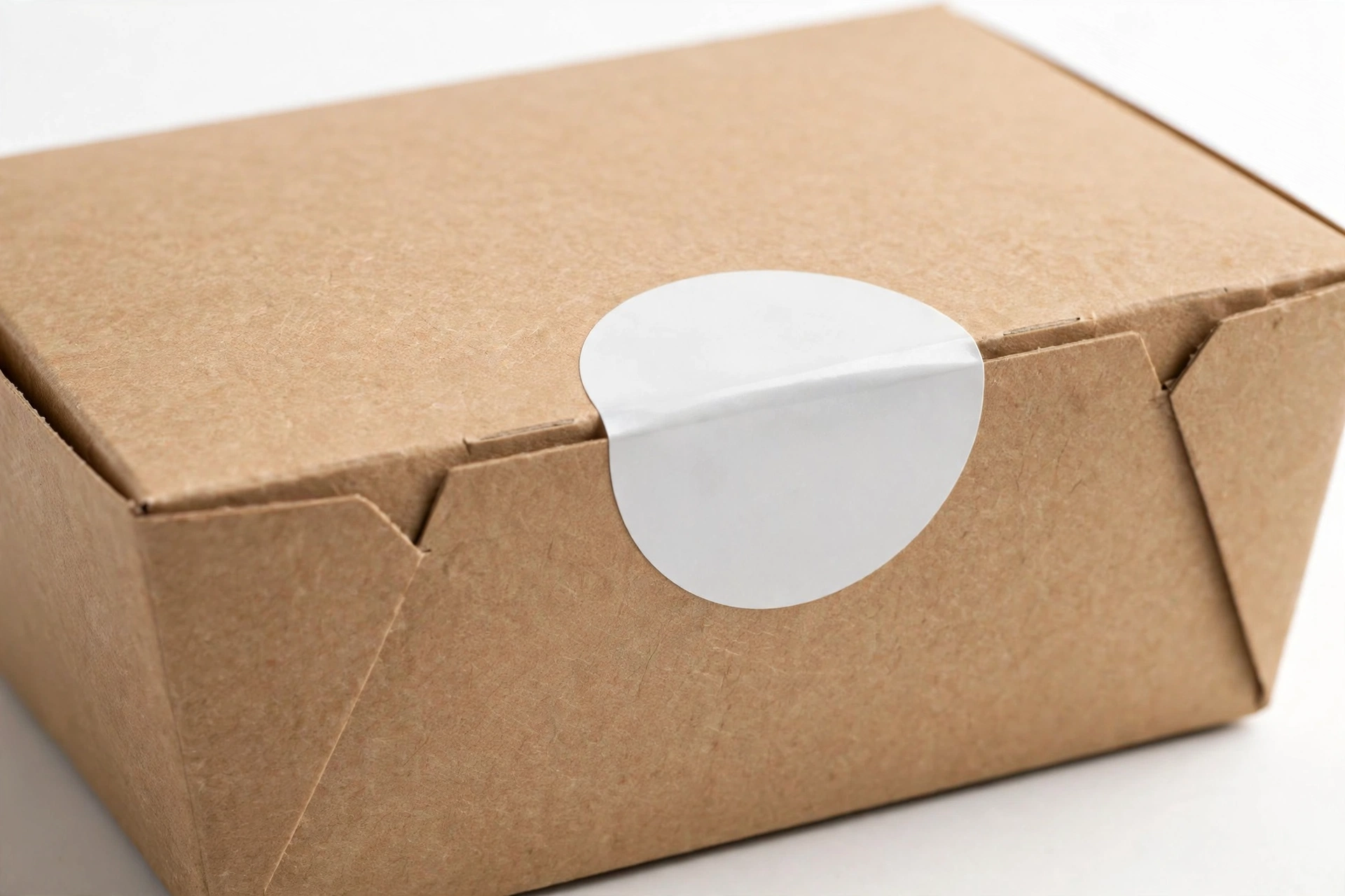 Kraft lunch box sealed with tamper-evident sticker