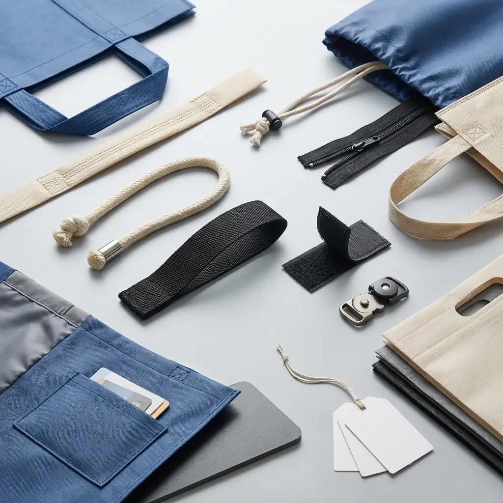 Non-woven bag handle and accessory options