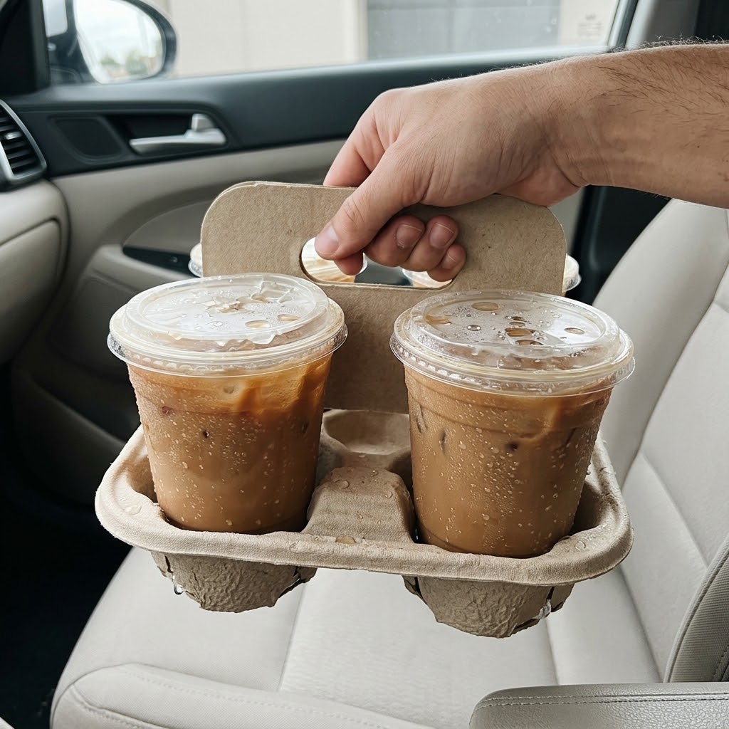 Cup carrier staying stiff despite condensation from iced drinks