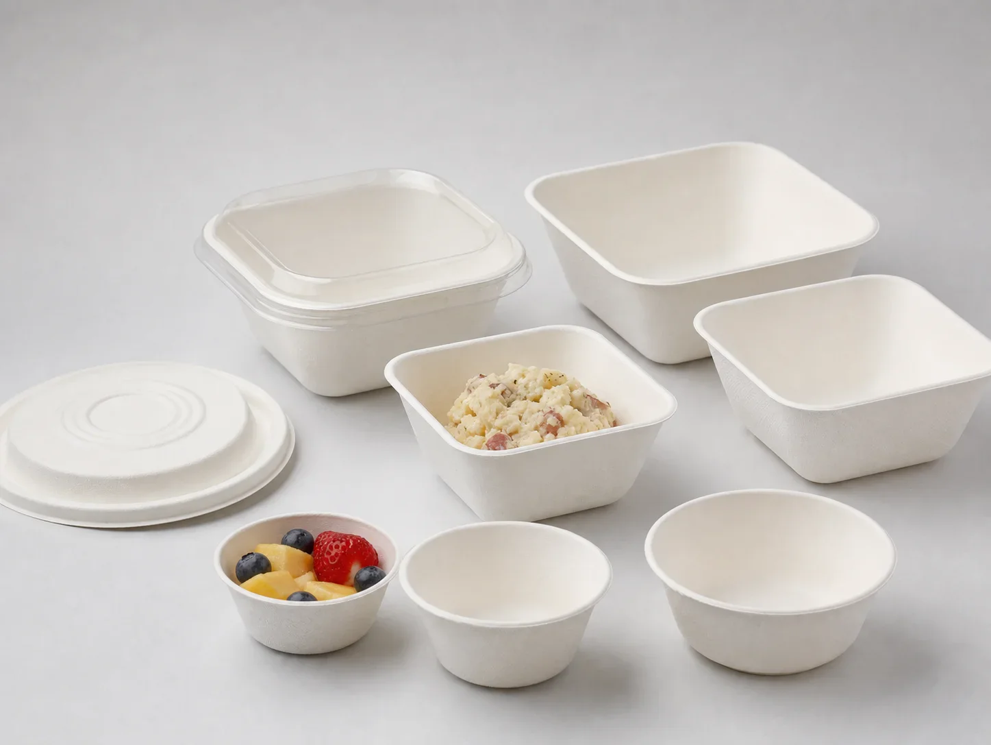 Square and small portion sugarcane bagasse bowl range