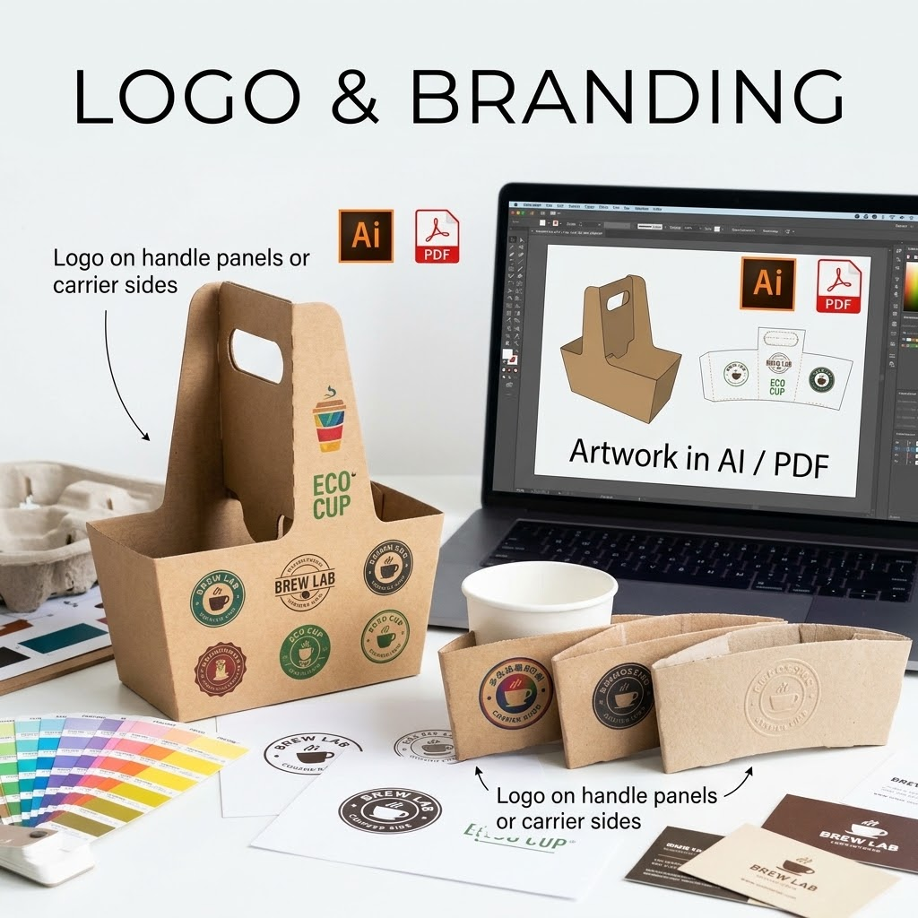 Custom printed cup carrier with logo branding