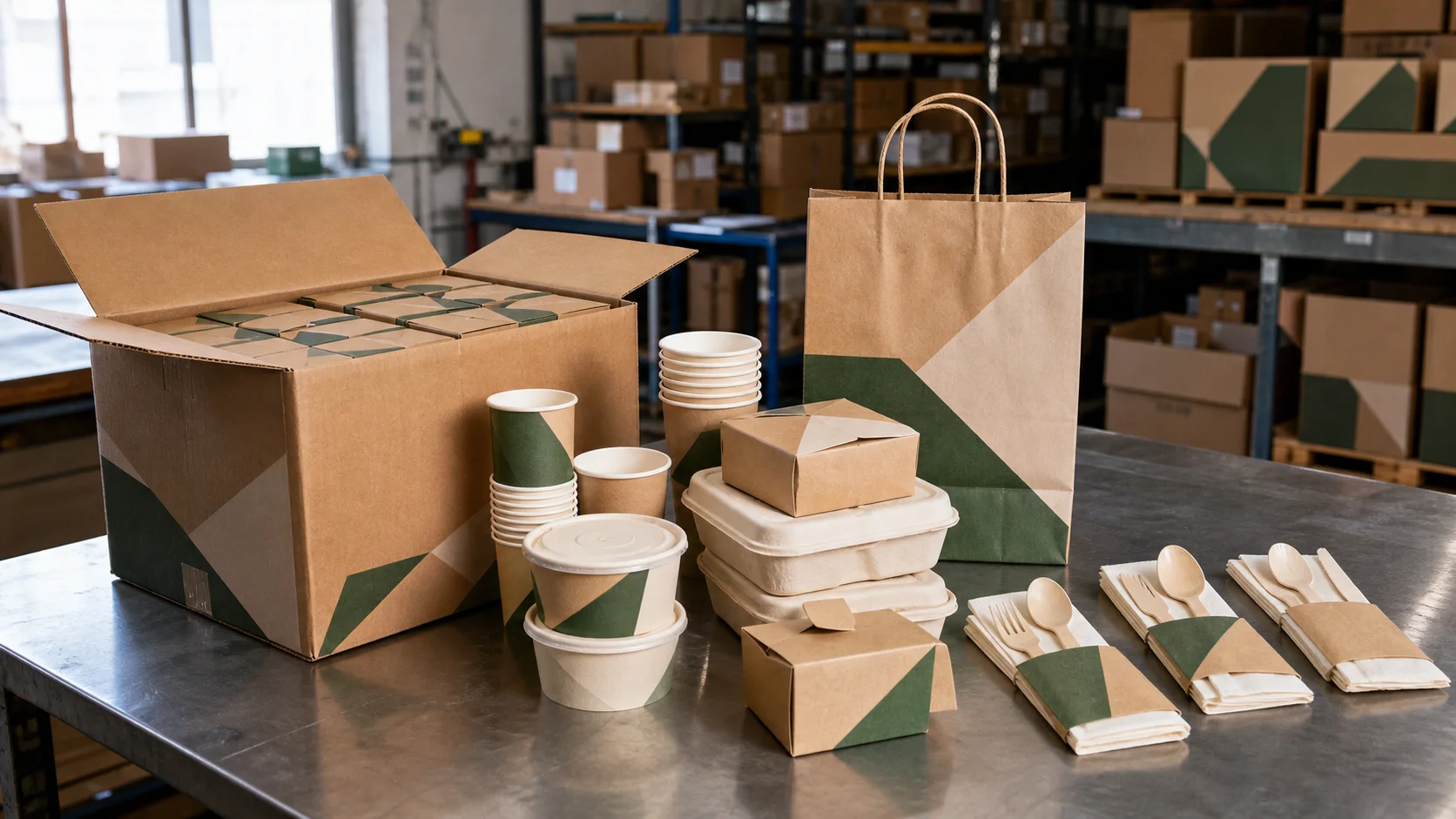 Paper carry packaging and wrapped meal accessories