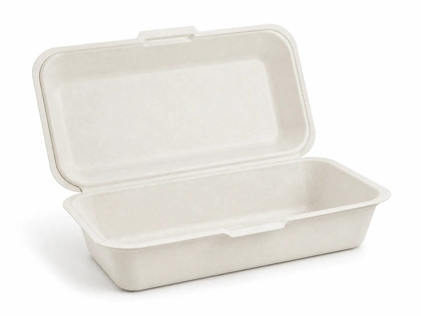 White large-format bagasse takeaway clamshell box