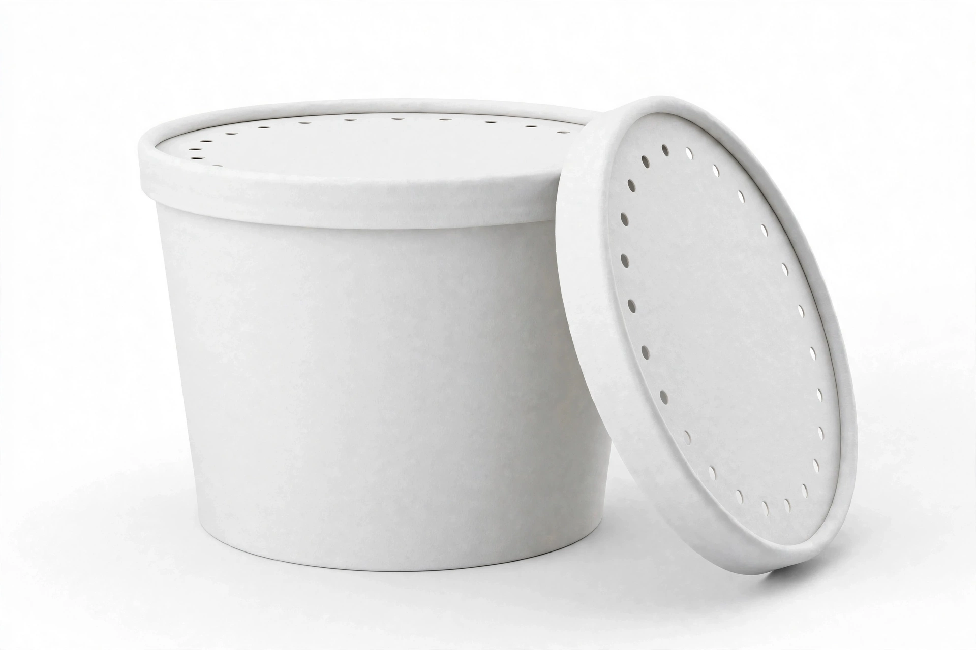 Vented paper flat lid for paper food bucket