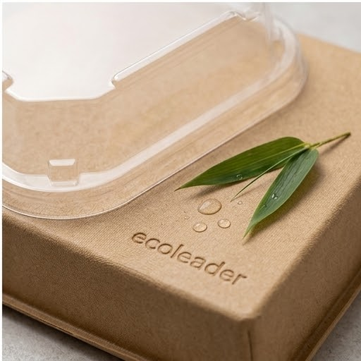 Embossed logo on kraft paper sushi box with clear lid