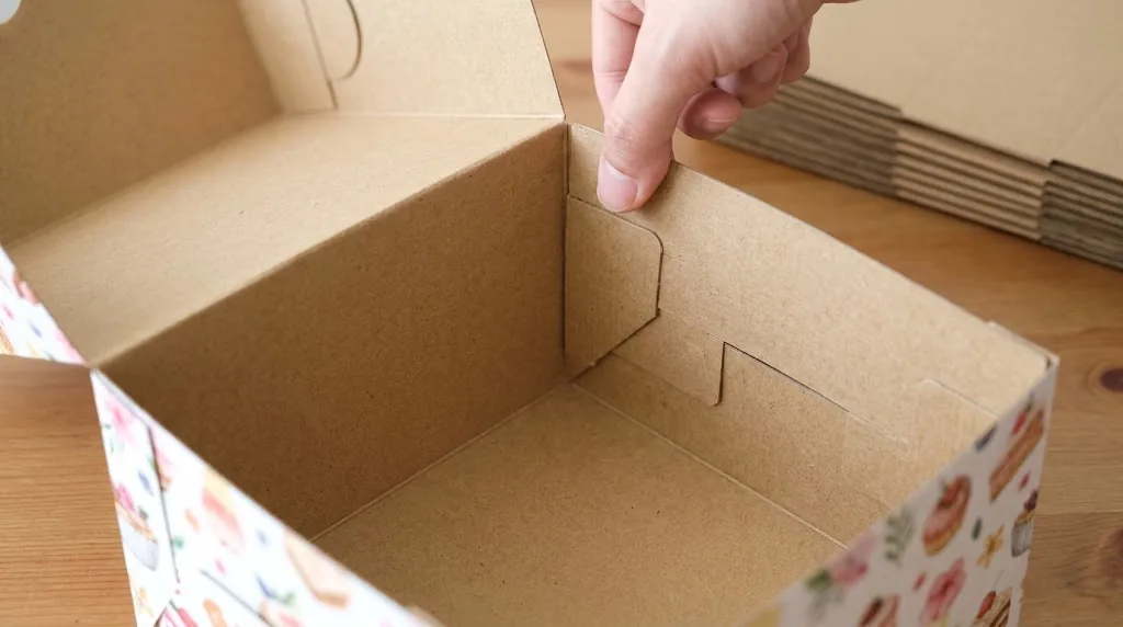 Grease-resistant Kraft interior of an open printed cake box