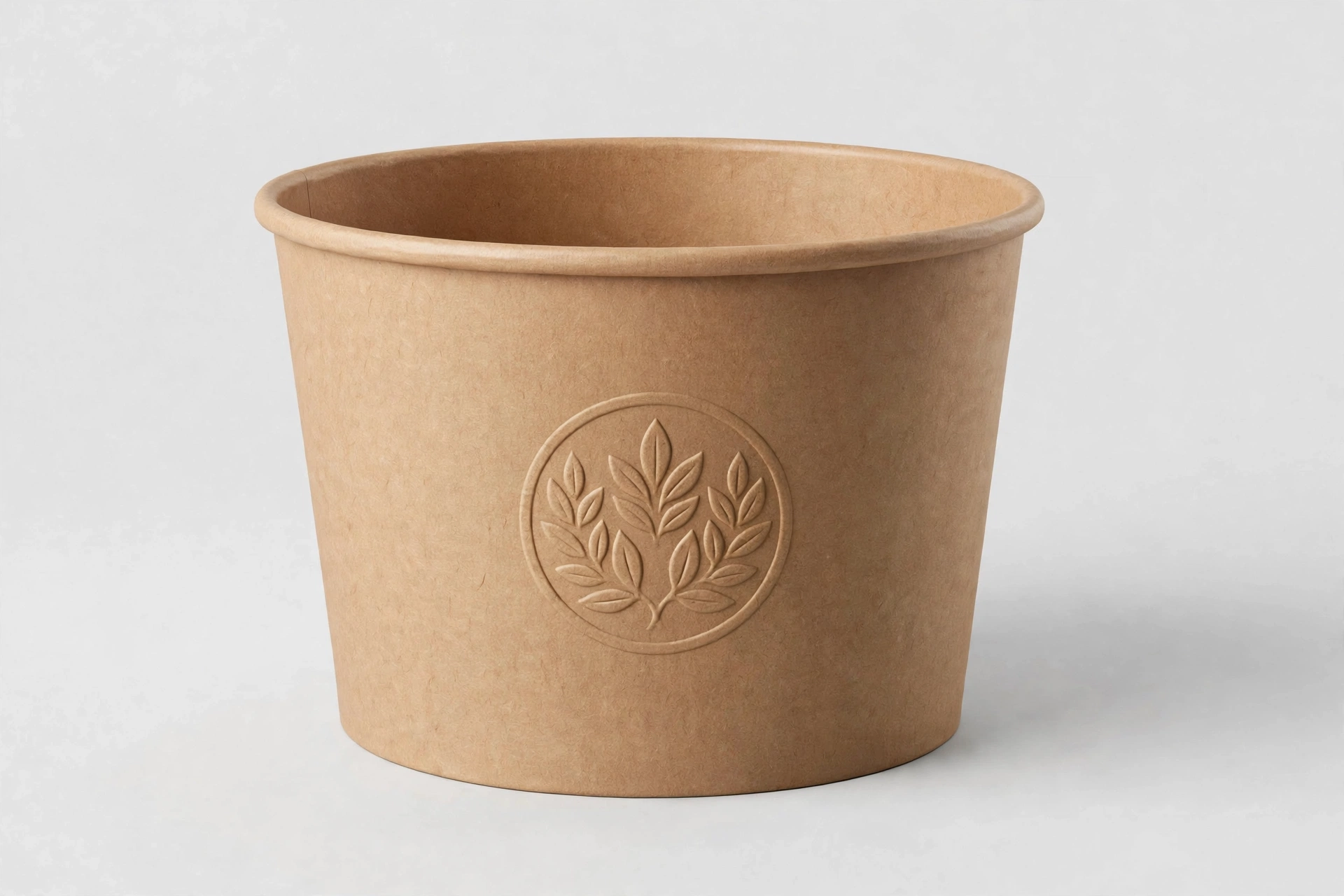 Kraft paper food bucket with blind embossed leaf mark