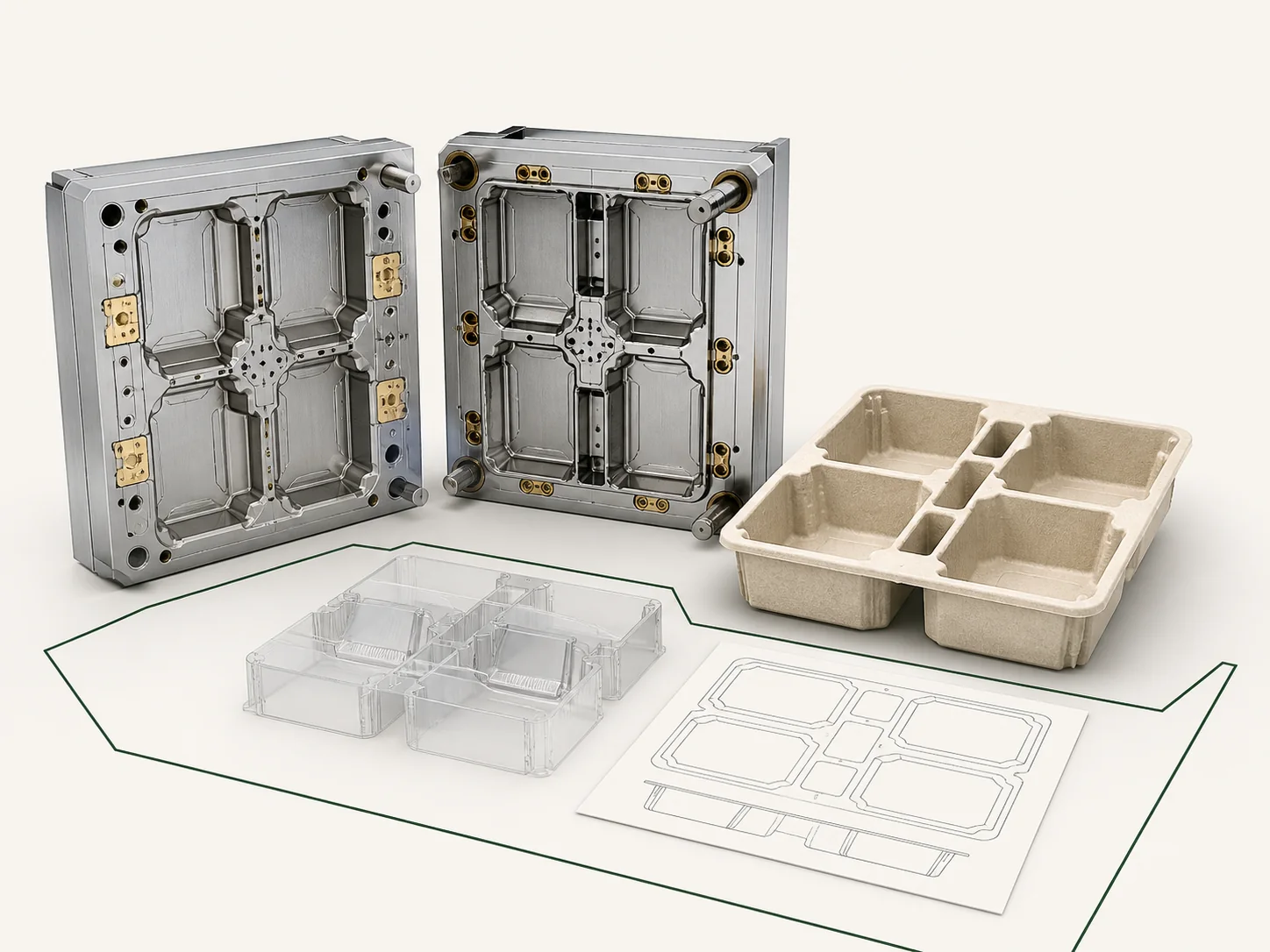 Mold development concept for a compartment food tray